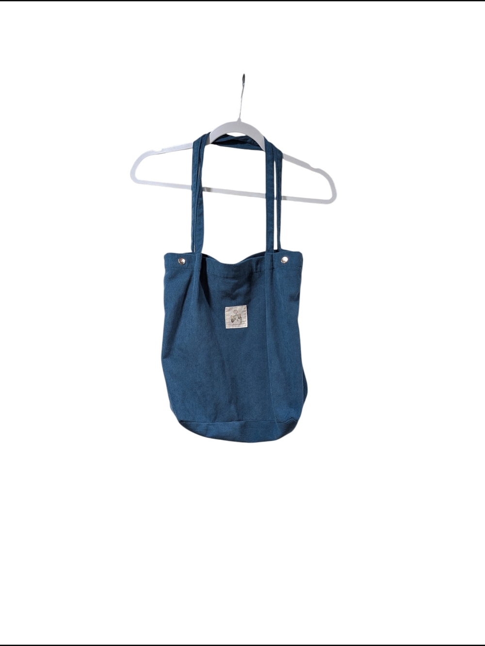Women's Turquoise Vertical Ribbed Corduroy Kitten Shoulder Tote Bag